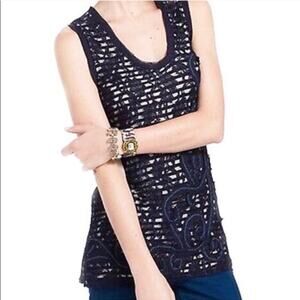 Anthro Meadow Rue Navy Lace/Stripes Tank Top